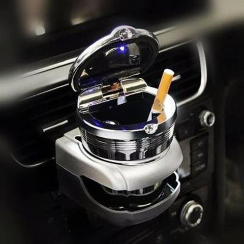 Car Door-Side Ashtray, Hanging Car Cup Holder, Multifunctional In-Car Ashtray with Led Night Light