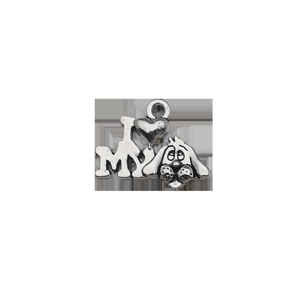Venta caliente de fábrica 1 caniche plata Xizanga accesorios colgante DIY accesorios animales antiguos plata cachorro hueso pata