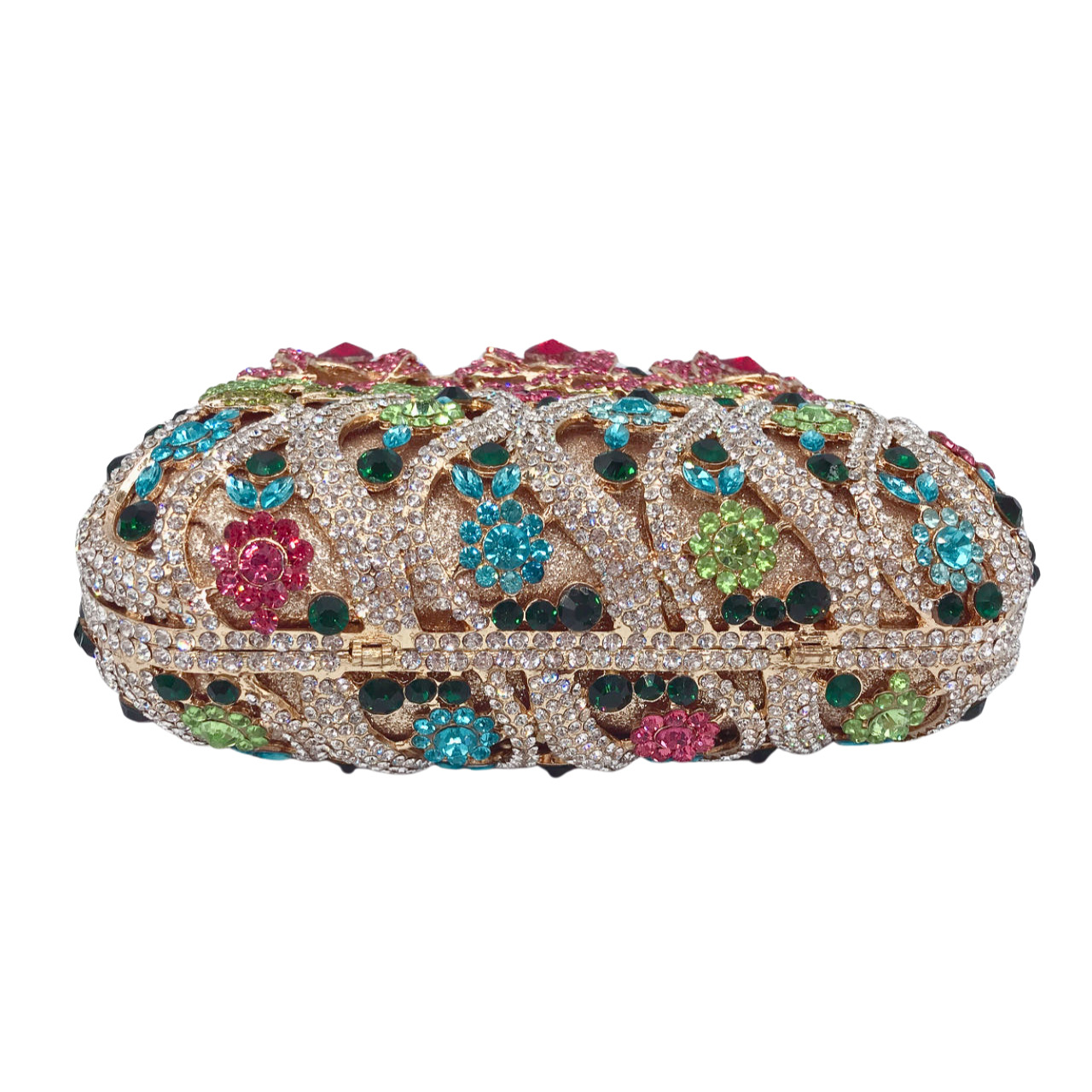 Túi clutch dạ hội đính kim cương hoa hồng đục lỗ cầm tay — Màu vàng kim, Màu huyền ảo màu xanh đỏ, Màu hồng xanh lục, Màu cam chi tiết 1