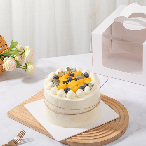3 inches 4 inches 6 inches 8 inches birthday cake box portable window-opening white transparent mousse dessert pastry paper box
