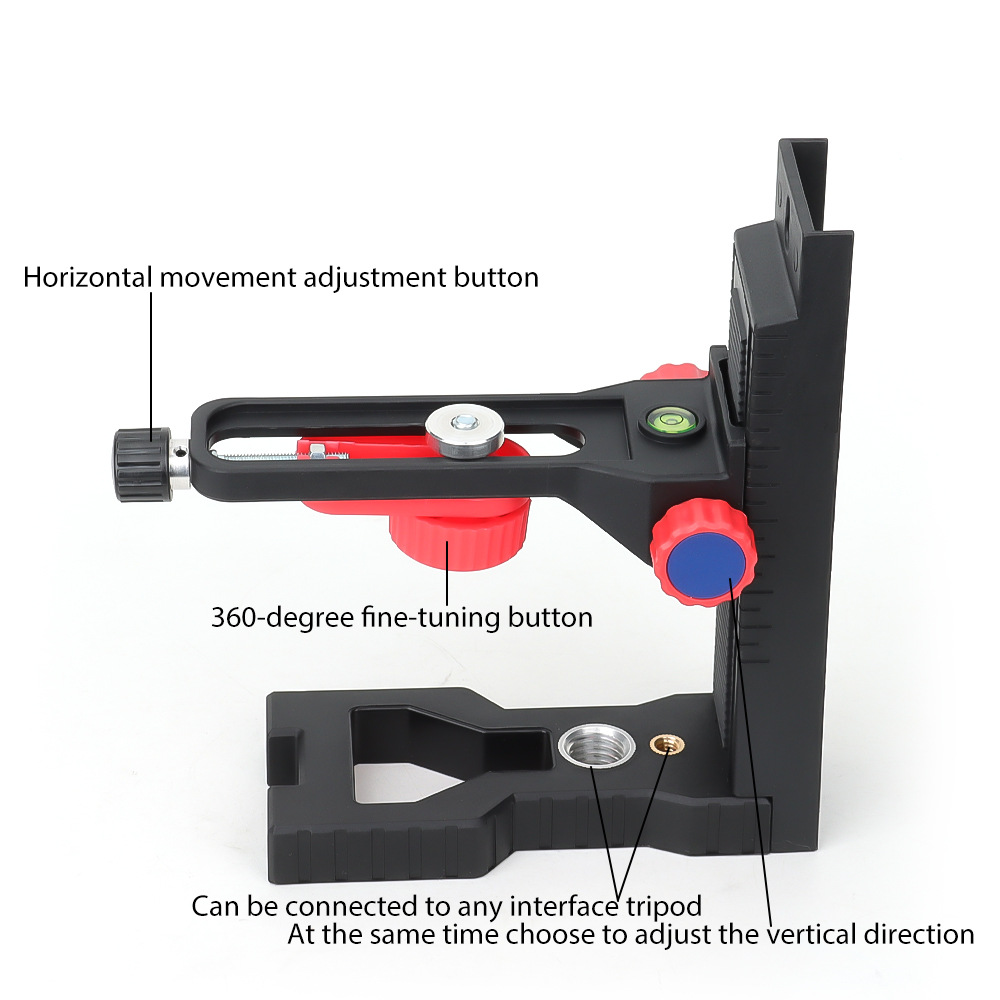 Nivel láser ajustable montado en la pared con soporte magnético tipo L Adhesivo de pared dispositivo colgante montado en la pared