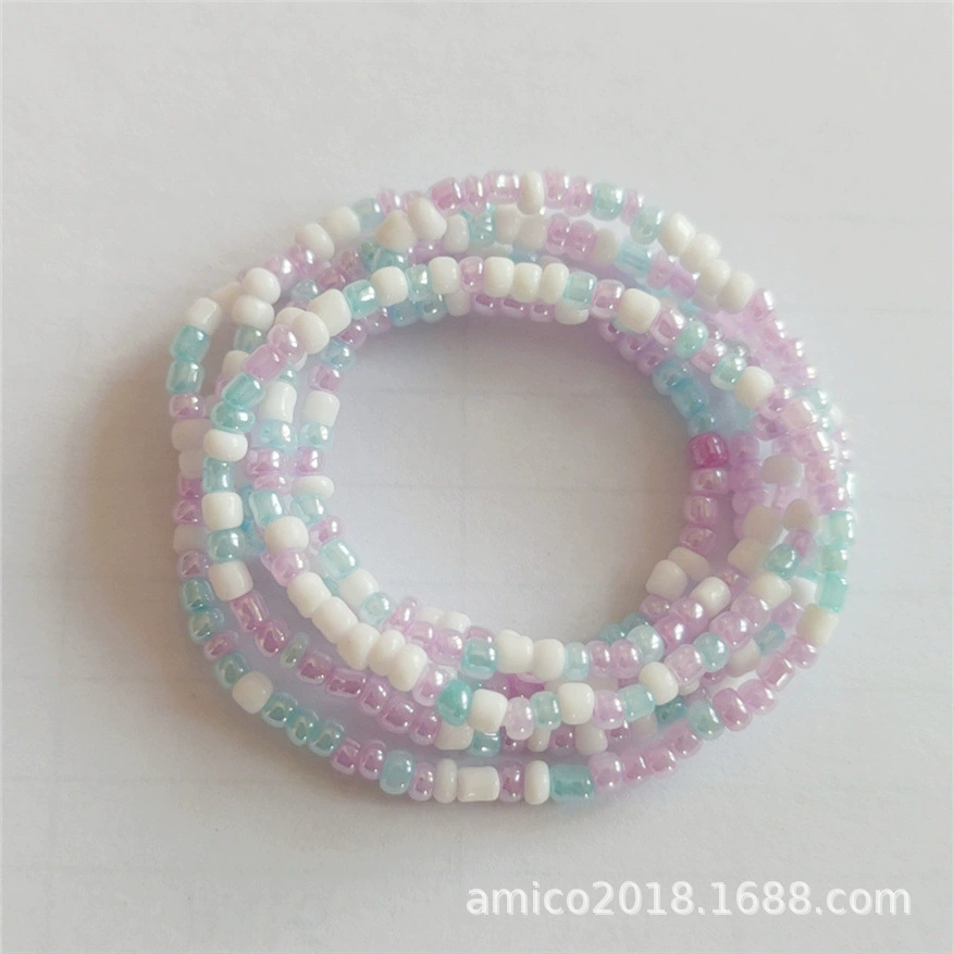 Трансграничная европейская и американская пляжная цепочка из рисовых бусин, эластичные богемные разноцветные бусы для талии.