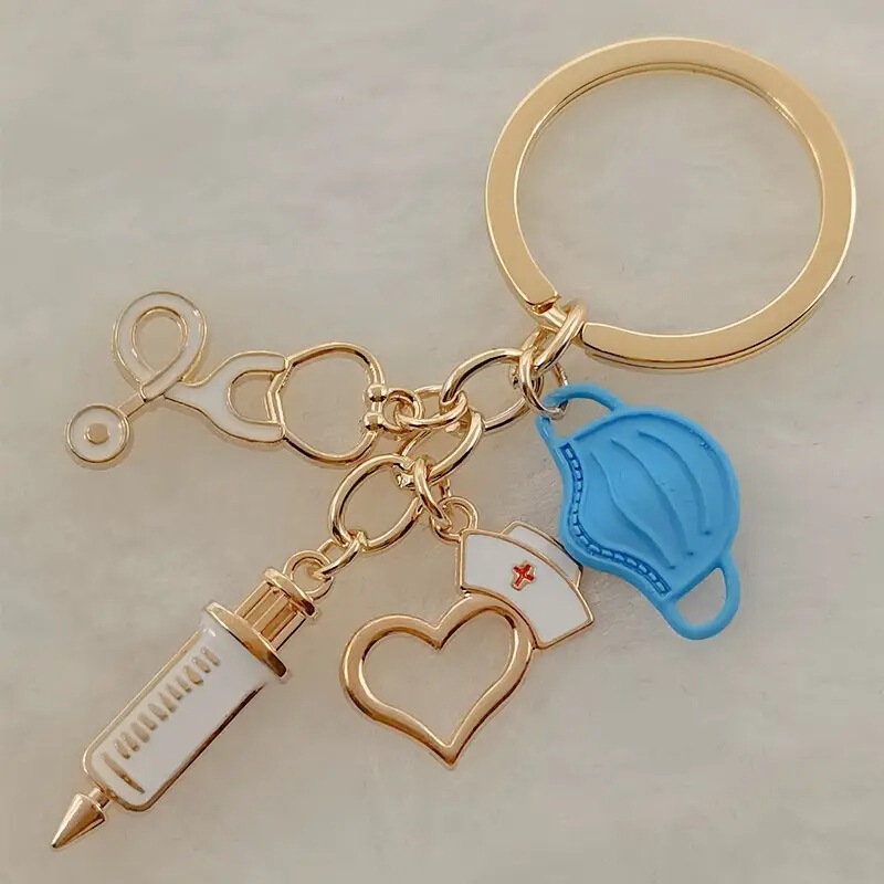 Golden Medical Care Paramedic Nurse Doctor Mask Keychain Syringe Syringe Stethoscope Keychain Golden Medical Care Paramedic Nurse Doctor Mask Keychain Syringe Syringe Stethoscope Keychain
