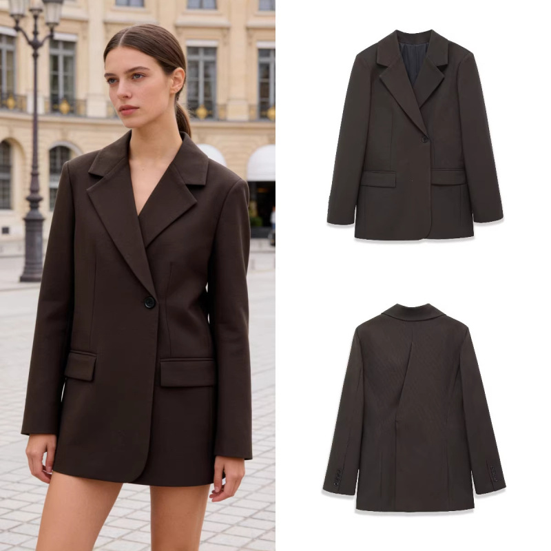 Za Foreign Trade Cross-Border Wholesale European and American Style Women's Autumn Fashion Casual Slim-Fit Blazer