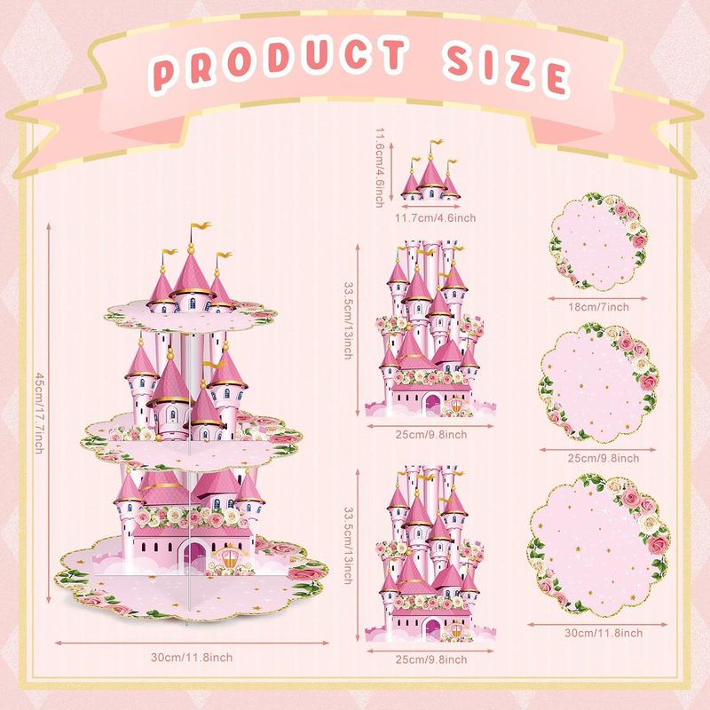 プリンセス城ケーキスタンド子供诞生日パーティー用品プリンセス城诞生日パーティーデコレーションデザート|undefined