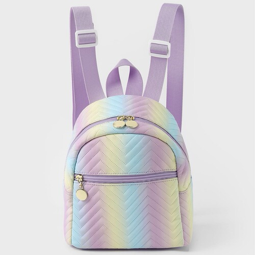 Bestselling Women's Rainbow Multi-Color PU Quilted Mini Backpack Fashion Casual High-End Bag