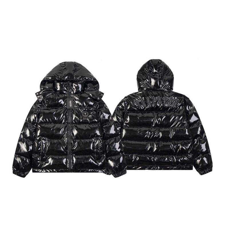 Trapstar Autumn and Winter New Bright PU Leather Coat Thickened Down Cotton-padded Jacket Hooded Jacket Men's and Women's Bright Cotton-padded Clothes Trendy Trapstar Autumn and Winter New Bright PU Leather Coat Thickened Down Cotton-padded Jacket Hooded Jacket Men's and Women's Bright Cotton-padded Clothes Trendy