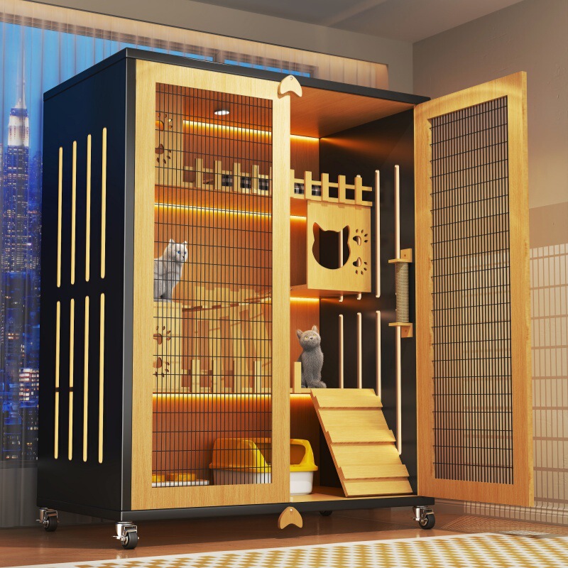 Cat Villa Home Extra Large Free Space Iron Mesh Door Cat Cage Cat Nest Balcony Cat Raising Artifact Cat Universal for All Seasons