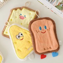 出口童趣擦手巾加厚吸水珊瑚绒刺绣厨房擦手可爱挂式卫生间洗手