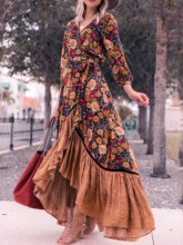 G 36440 Spring Floral Print Dress ӡ������ȹ ŷ���羳