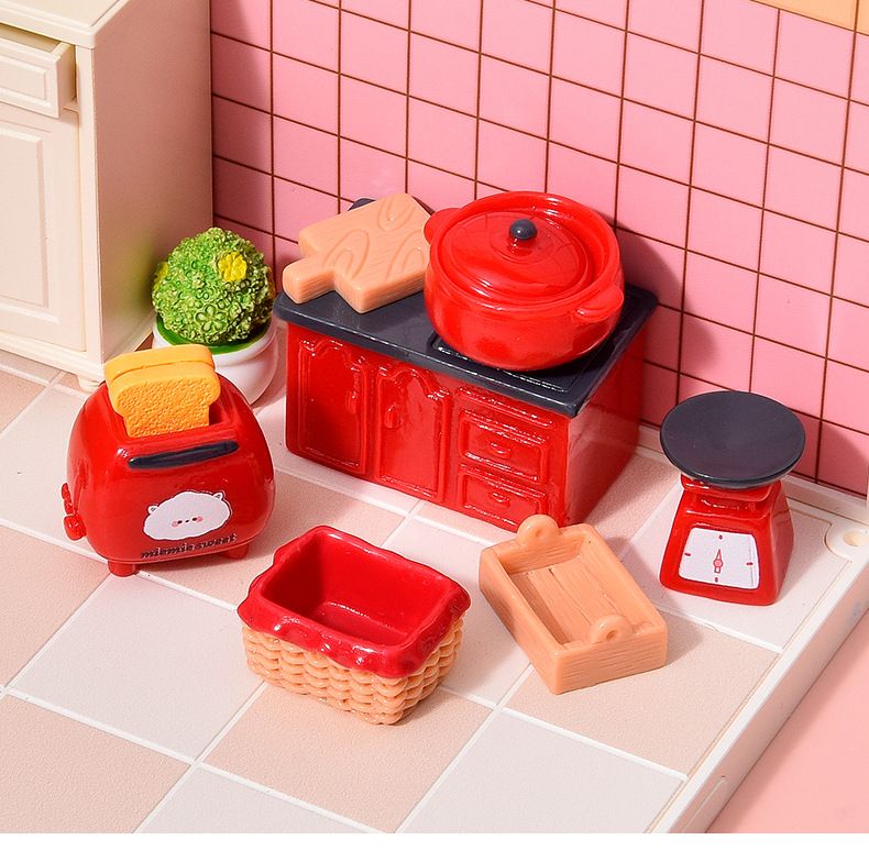 Simulated Retro Kitchen Utensils Set Resin Accessories Mini Kitchen DIY Dollhouse Pretend Play Toys Tabletop Decoration
