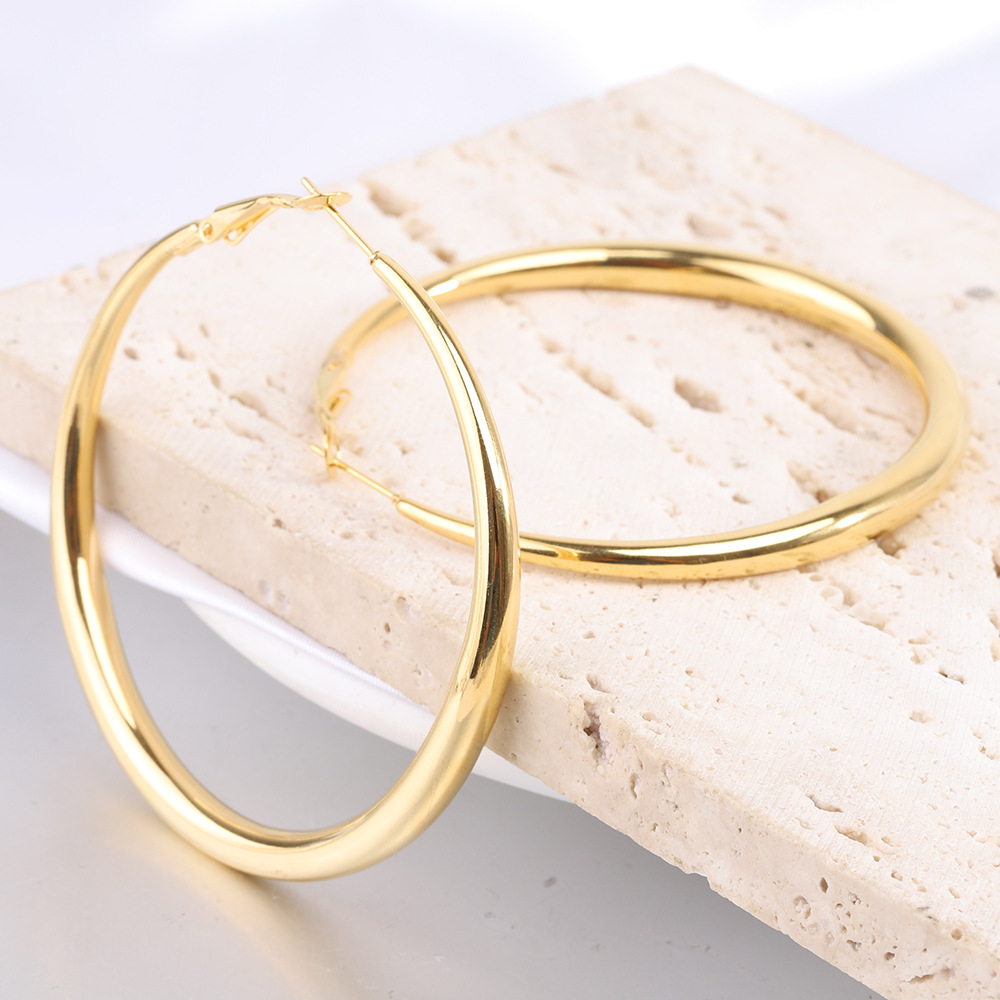 Titanium Steel Material 1 Pair Simple Style Solid Color Plating Titanium Steel Gold Plated Earrings