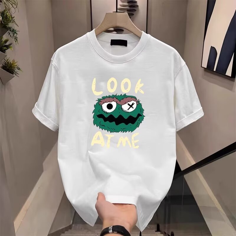 American-style loose-fitting men's short-sleeved T-shirt, trendy couple outfit, 2025 summer new style casual top.