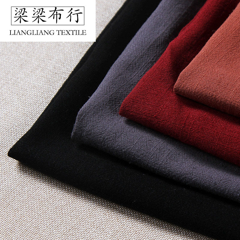121A 粘麻竹节混纺面料  粘亚麻竹节洗皱 春夏服装面料 棉麻面料