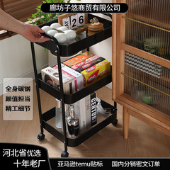 多功能万向轮不锈钢小推车置物架碳钢金属多层收纳车推车家用窄缝