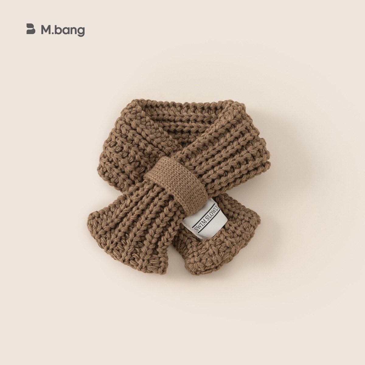 Bufandas para niños de invierno para niños de moda etiqueta de tela de color sólido calentamiento tejido lana cruzada collar