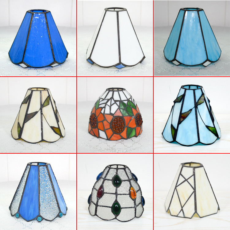 Pantalla de cristal de color al por mayor lámpara de techo lámpara de ventilador accesorios hechos a mano de soldadura pantalla suministro E27 lámpara Puerto