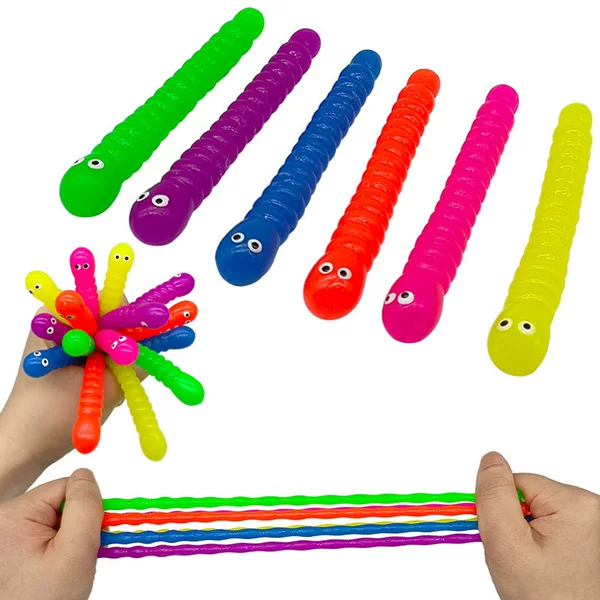 Cross-Border Hot-Selling Tpr Colorful Caterpillar Stress-Relief Fun Decompression Soft Rubber Toy Wholesale
