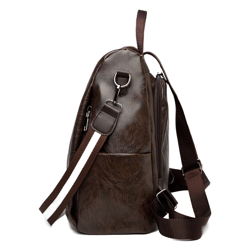 Nuevo estilo de cuero aceitoso mochila de las mujeres de estilo coreano de moda PU de cuero suave mochila antirrobo multiusos bolso de las mujeres entrega transfronteriza