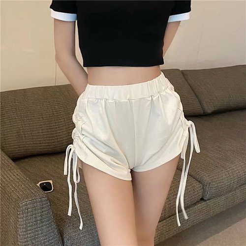 Drawstring strap sports casual pants for women summer thin 2022 new shorts hot girl black high waist pants trendy