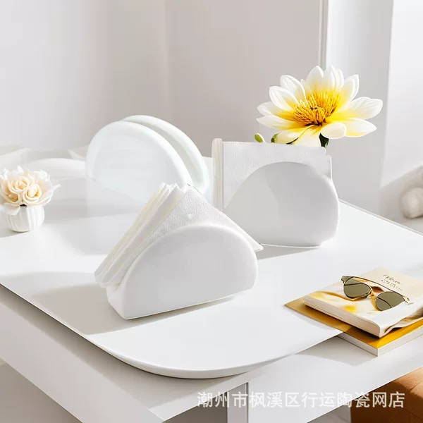 Restaurant Restaurant Countertop Desktop Creative Facial Tissue Seat Storage Rack Ceramic Napkin Shelf