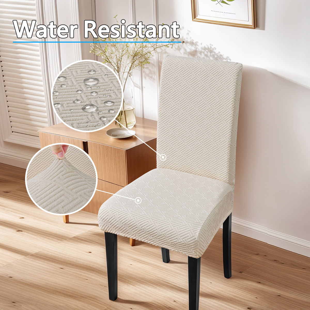 Nueva funda de silla de laberinto impermeable jacquard elástico de Amazon, funda de silla de respaldo alto universal de color sólido