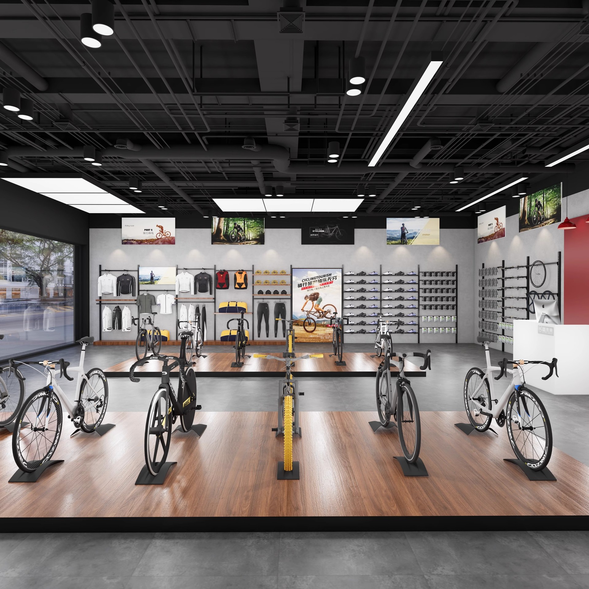 Estante de exhibición especial para deportes personalizados transfronterizos Estante de exhibición de ropa Estante de exhibición de productos de hierro grueso tipo suelo