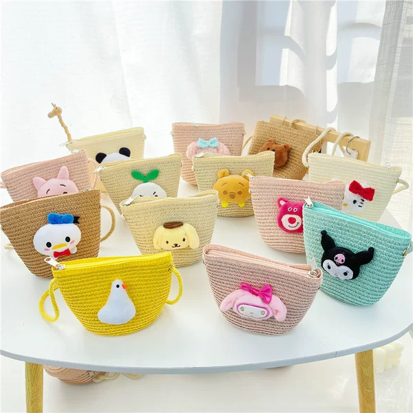 New Children's Bag Women's Spring and Summer Cartoon Cute Straw Bag Girls' Crossbody Bag Boys' Scenic Spot Mini Coin Purse