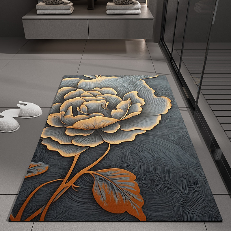 Flower-style americano transfronterizo esterilla de barro de algas esterilla de piso de baño puerta de absorción de agua esterilla de baño anti-deslizante esterilla de baño anti-sucio