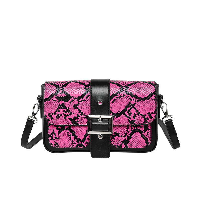 Bolsos pequeños con textura transfronteriza 2025 primavera nuevo bolso femenino bolso de hombro con estampado de piel de serpiente personalizado bolso de mensajero de color de contraste retro