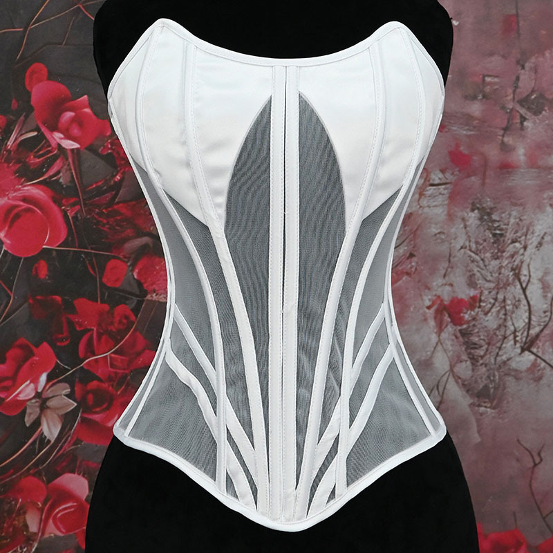 7018 World Tree Style Lace-Up Fishbone Corset Outerwear Shaping Gauze Wedding Dress Satin Waist Cincher Shapewear Bodysuit