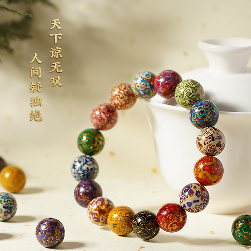 Manufacturer Wholesale Large Lacquer Beads 12mm Inlaid with Mother-Of-Pearl Loose Beads for Crafts, Single Beads, Buddhist Beads, Accessories, and Gift Items