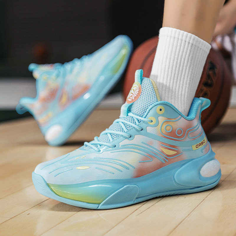 Zapatos deportivos para hombres 2024 nuevos zapatos de baloncesto para hombres fricción sonora de color de amortiguación de zapatos juveniles de estudiantes zapatos de fútbol para hombres