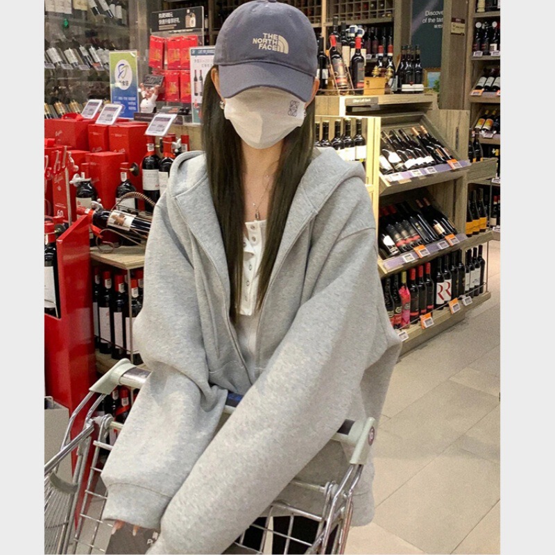 仿棉华棉复合 美式复古连帽卫衣女春秋新款宽松慵懒风oversize|undefined
