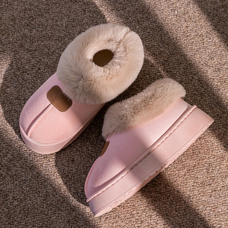 Bolsillo de colores zapatillas de algodón de invierno de otoño para mujeres zapatillas de algodón de peluche caseras cómodas zapatillas de calentamiento de pareja botas de nieve
