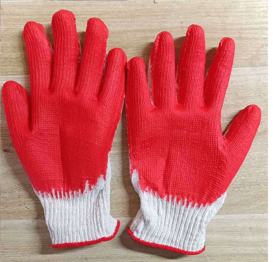 10 agujas de hilo de algodón látex guantes de protección laboral de doble capa de goma espesada antideslizante resistente al desgaste duradero y cómodo transfronterizo al por mayor