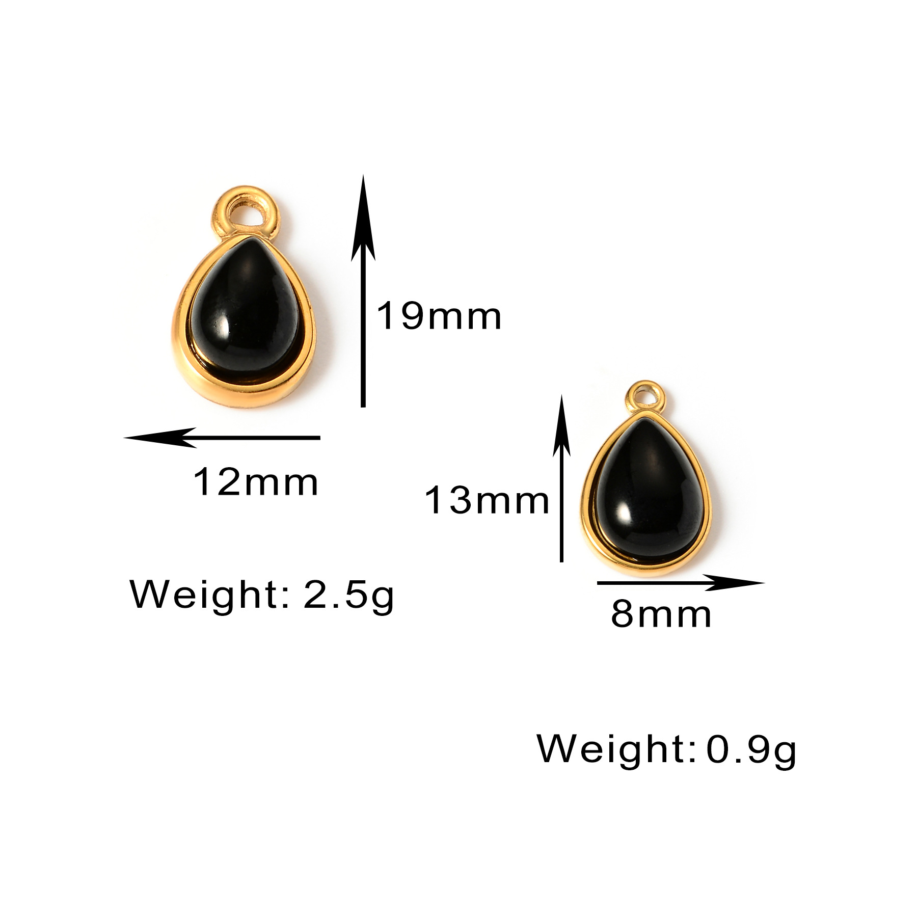2g Weight PVD Coated Gold Plating Process 1 Piece 12 * 19mm 8*13mm 304 Stainless Steel Natural Stone Geometric Pendant