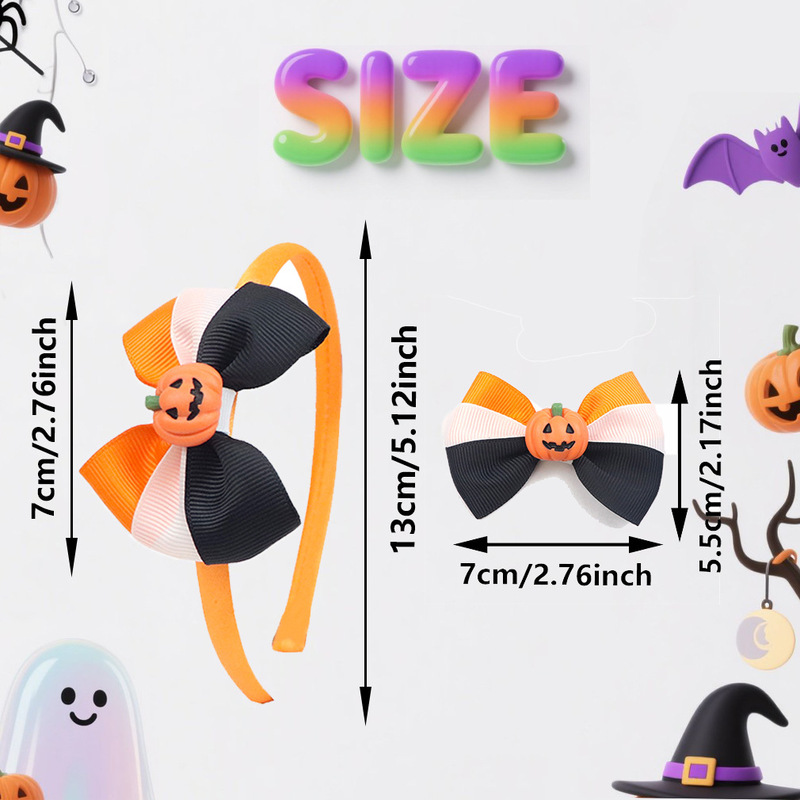 国境を越えた新しいヨーロッパとアメリカのハロウィンカボチャヘアピンリボンヘッドバンドゴーストフェスティバルドレスアップ面白い帽子卸売|undefined