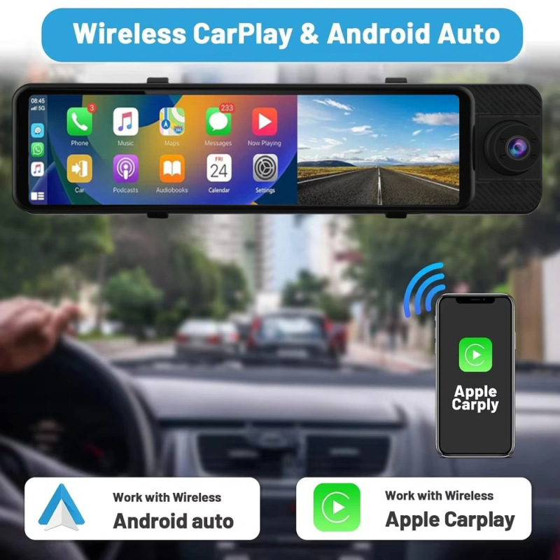 3レンズストリーミングリアビューミラーCARPLAY/AUTO車両投影スクリーン3録画高精細ナイトビジョン運転記録|undefined