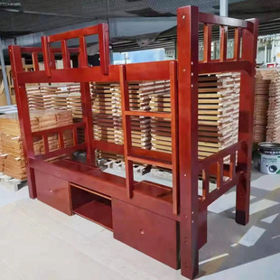 Factory Direct Supply Dormitory Solid Wood Double Bed Single Bed Wardrobe Home Bed Solid Wood Bed Home Bed
