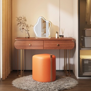 Low Stool for Dressing Table, Small Stool for Home Use, Light Luxury High-End Feel, Living Room Low Stool, Leather Sofa Stool, Footstool, Round Stool