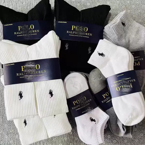 [6 Pairs] Men's and Women's Mid-High Embroidered Towel Bottom Casual Cotton Socks Love Pony Basketball Sports Socks Wholesale