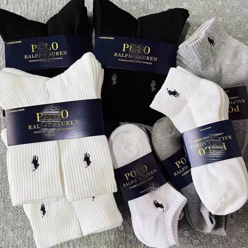 [6 Pairs] Men's and Women's Mid-High Embroidered Towel Bottom Casual Cotton Socks Love Pony Basketball Sports Socks Wholesale
