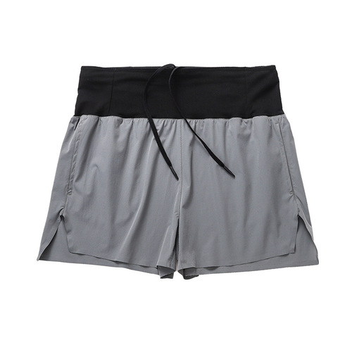 High-waist pocket waterproof sports shorts for men quick-drying breathable marathon running fitness training nylon three-quarter pants for men