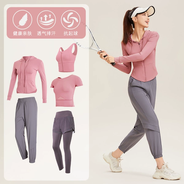 [Short sleeves] Meisha color+light gray five -piece TC44208