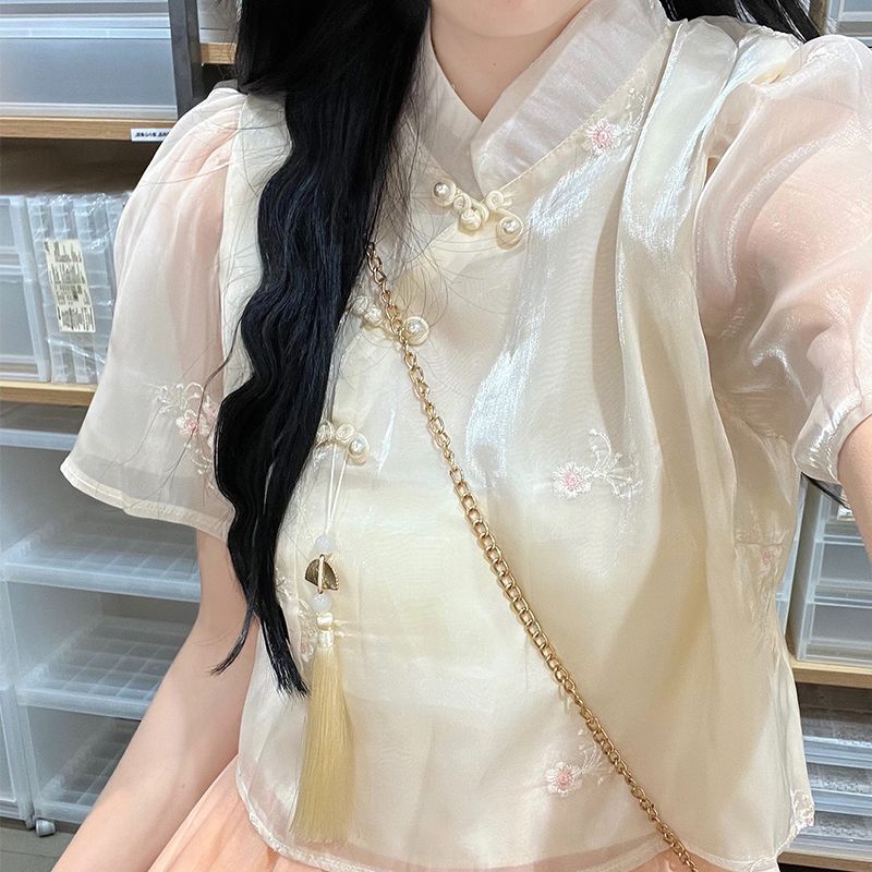 New Chinese Style National Style Disc Button Dress Suit Girls Summer Dress 2025 New Junior High School and High School Student Skirt Suit