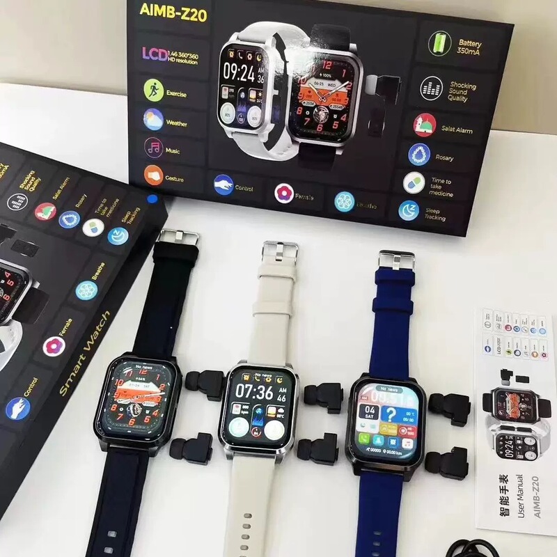 Cross-Border Popular Private Model Aimb—Z20 Smart Watch Bluetooth Call Dual Strap + Hidden Earphone Two-In-One