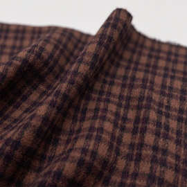 紫红棕撞色格子顺毛纯羊毛面料 秋冬大衣套装手工diy布料