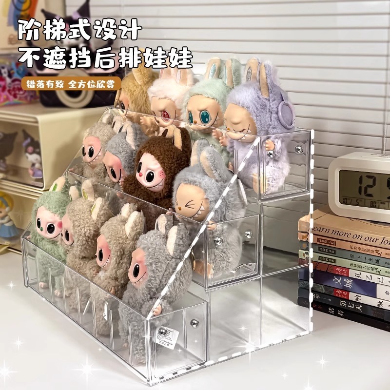 ラブブ人形ディスプレイラックラブブ透明収納キャビネットぬいぐるみ収納ボックスバブルマートはしごラック|undefined