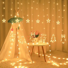 led窗帘灯 房间满天星彩灯圣诞节日小鹿雪花氛围装饰造型串灯批发